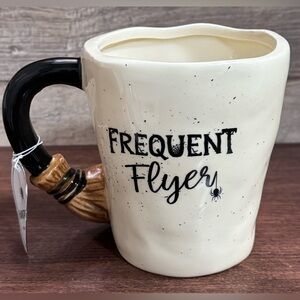 Super Cute 🥰 Hand Painted Witch 🧙‍♀️ Broom 🧹 FREQUENT FLYER Mug  - NEW